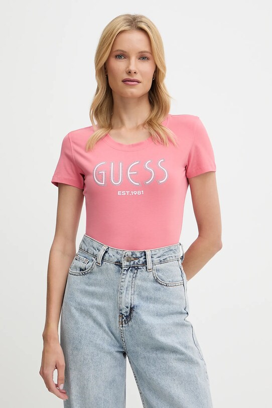 Tričko Guess potisk oranžová W5YI05.J1314