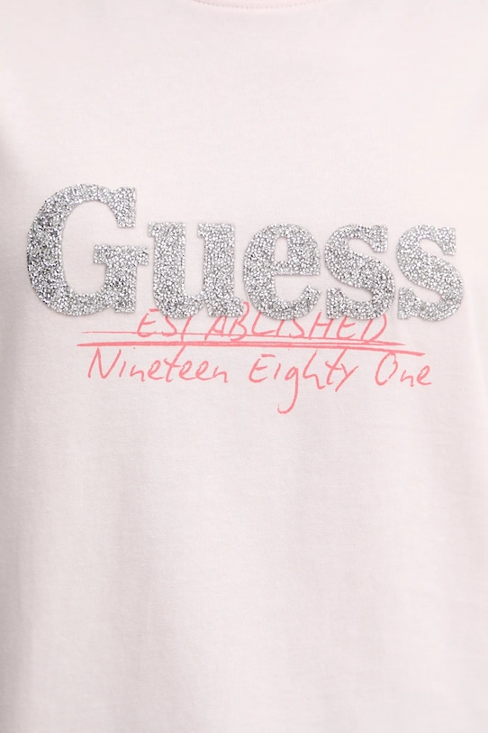 Βαμβακερό μπλουζάκι Guess ροζ W5YI07.I3Z14