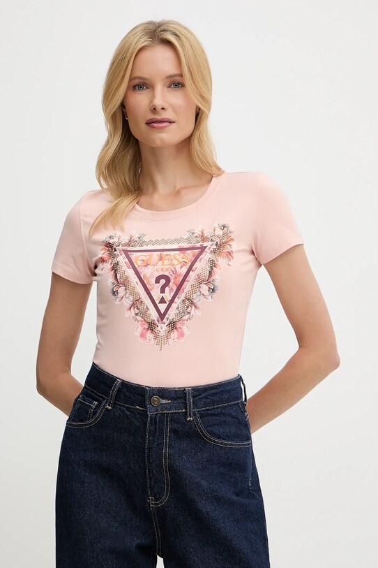 Guess tricou imprimeu roz W5YI08.J1314