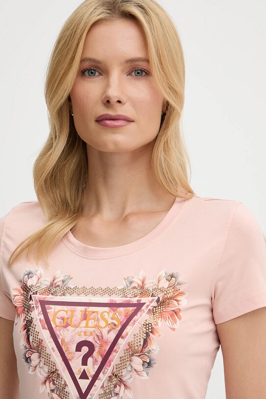 Guess tricou roz W5YI08.J1314