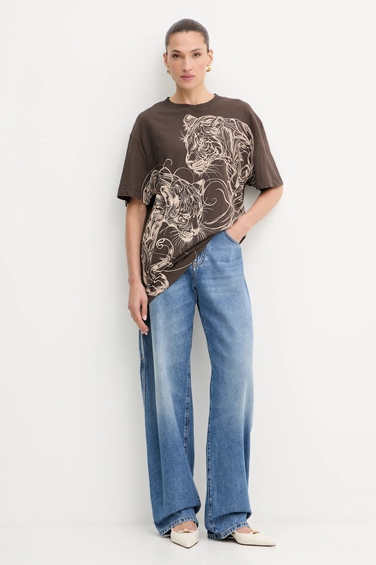 Guess tricou din bumbac W5YI09.K6XN4 maro AW25