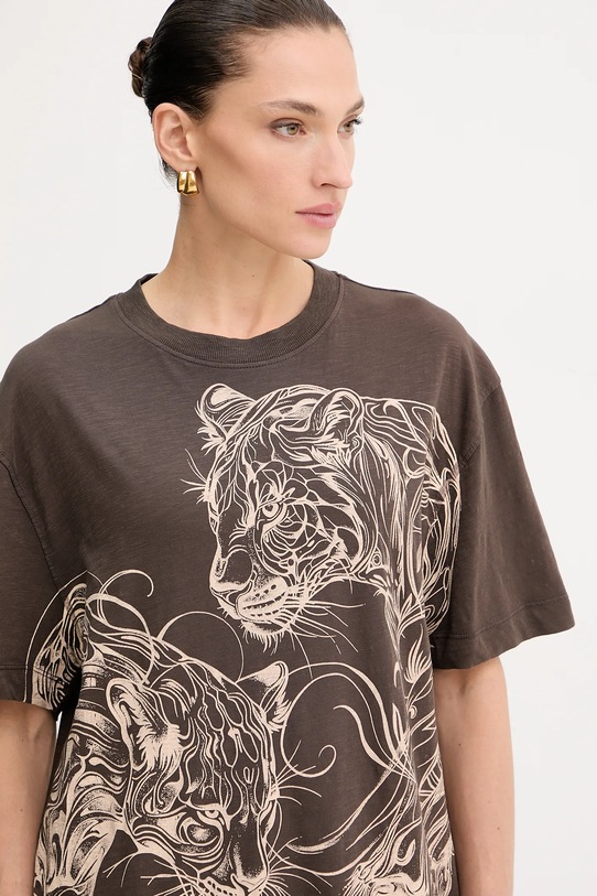 Bombažna kratka majica Guess rjava W5YI09.K6XN4