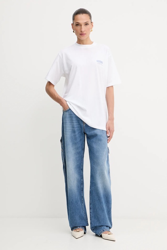 Guess tricou din bumbac W5YI10.JA914 alb AW25