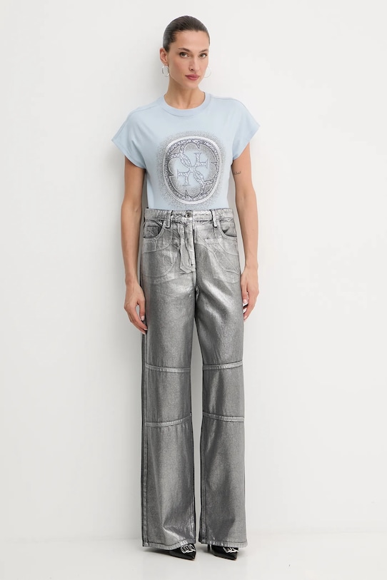 Guess tricou din bumbac 4G W5YI14.I3Z14 violet AW25