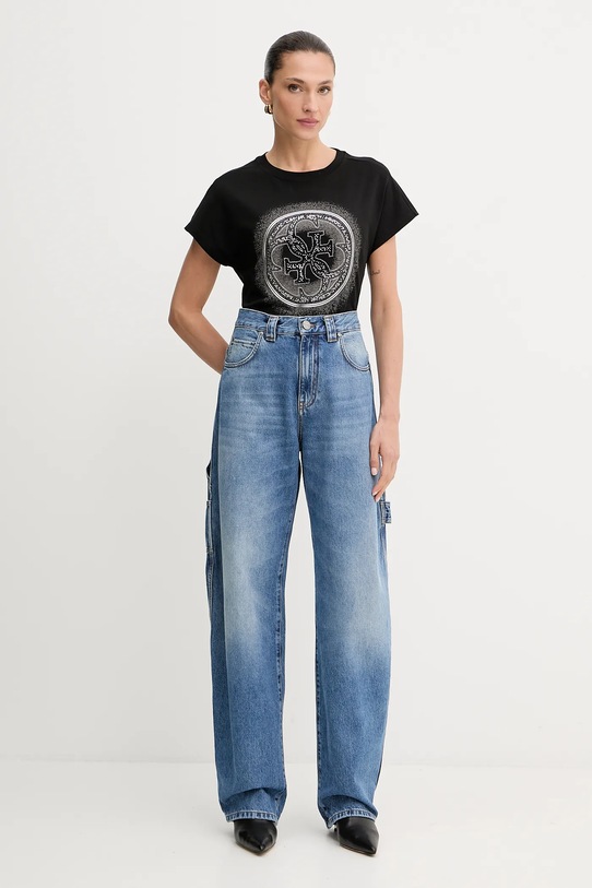 Guess tricou din bumbac 4G W5YI14.I3Z14 negru AW25