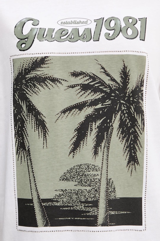 Βαμβακερό μπλουζάκι Guess W5YI17.I3Z14 λευκό