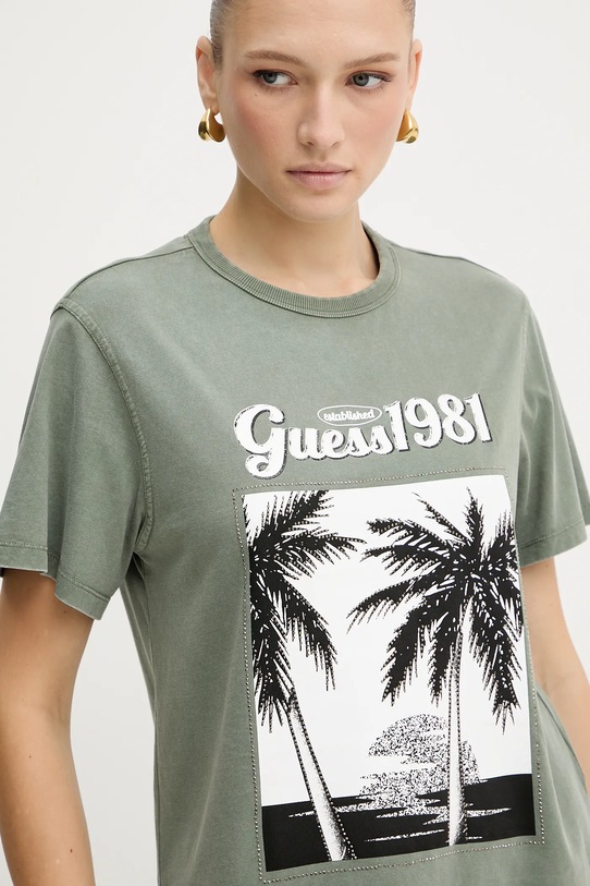 Бавовняна футболка Guess зелений W5YI17.I3Z14