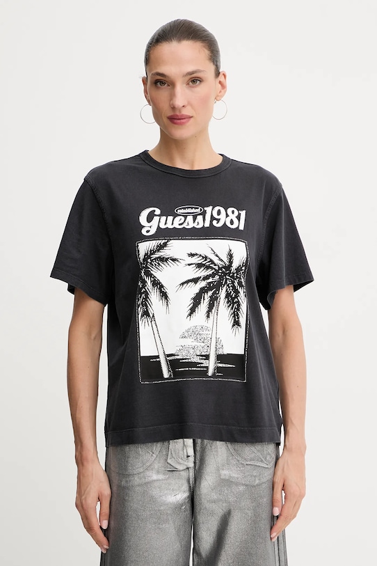 Guess t-shirt in cotone sovrastampa nero W5YI17.I3Z14