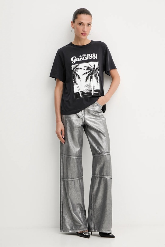 Guess t-shirt bawełniany W5YI17.I3Z14 czarny AW25