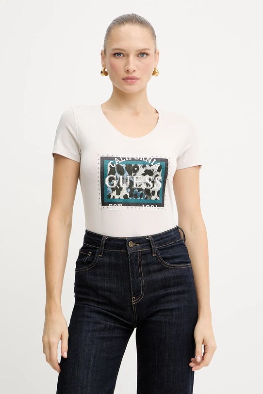 Guess t-shirt ANIMALIER sovrastampa beige W5YI27.J1314