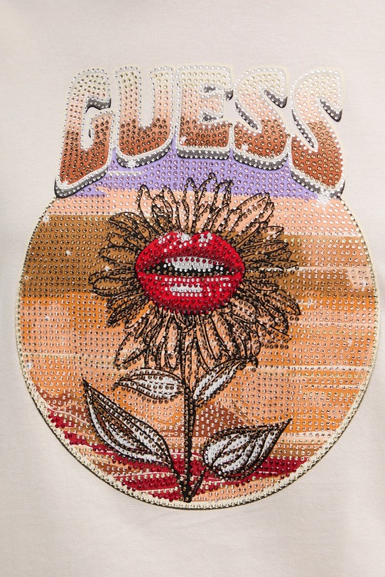 Βαμβακερό μπλουζάκι Guess W5YI32.K9RM1 μπεζ