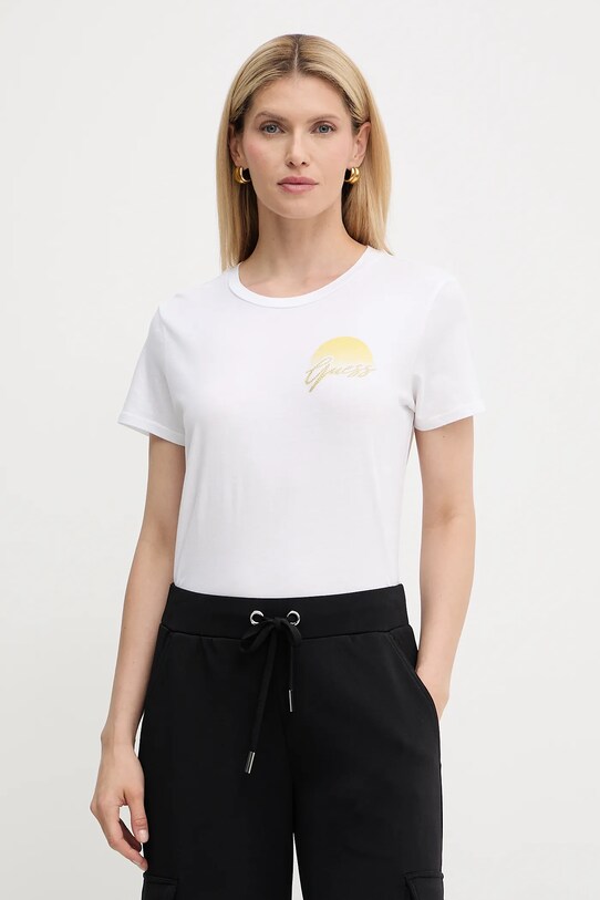 Одяг Бавовняна футболка Guess W5YI35.K9RM1 білий