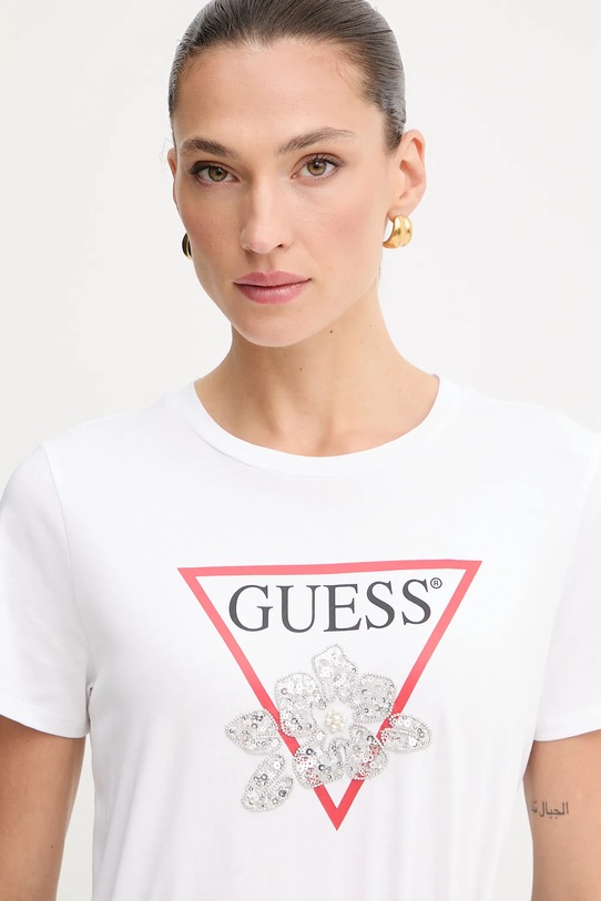 Guess tricou din bumbac alb W5YI38.I3Z14