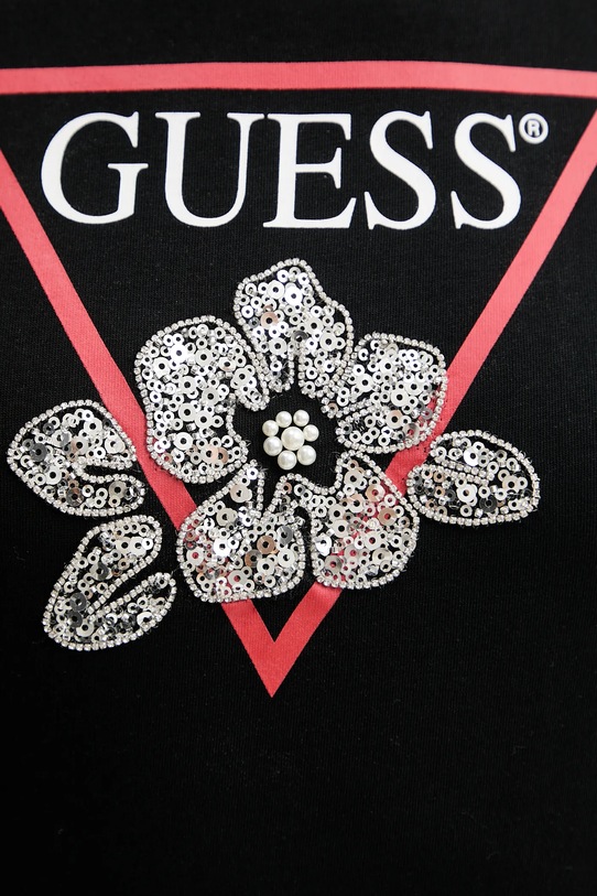 Βαμβακερό μπλουζάκι Guess W5YI38.I3Z14 μαύρο