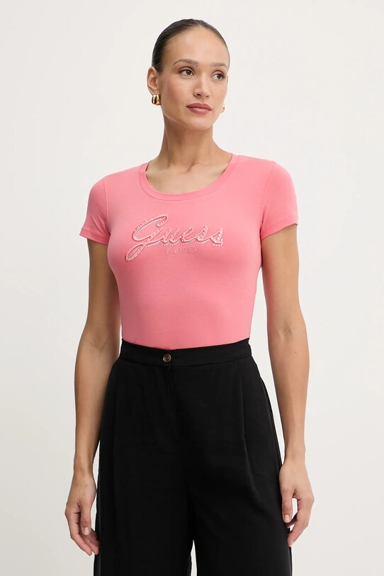 Guess t-shirt regular pomarańczowy W5YI46.J1314