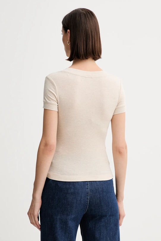 Odzież Guess t-shirt z domieszką jedwabiu TINA W5YP11.KCNH2 beżowy