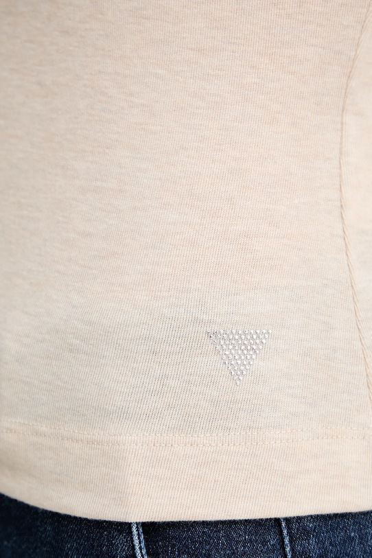 Guess t-shirt z domieszką jedwabiu TINA W5YP11.KCNH2 beżowy