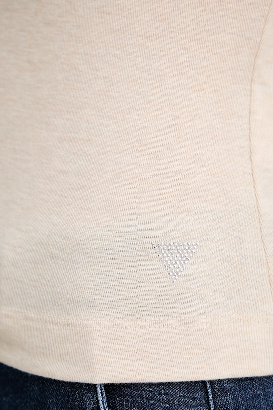 Tričko z hodvábnej zmesi Guess TINA W5YP11.KCNH2 béžová