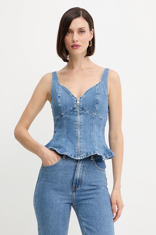 Guess top jeansowy ANIKA casual granatowy W5YH0Z.D4LU0