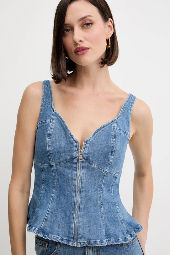 Džínový top Guess ANIKA námořnická modř W5YH0Z.D4LU0