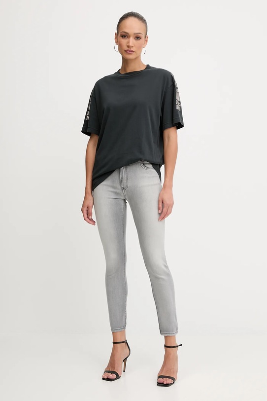 Βαμβακερό μπλουζάκι Pinko 105755.A2V0 γκρί AW25