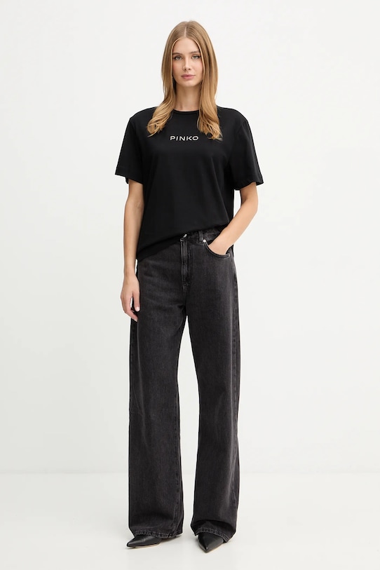 Pinko t-shirt bawełniany 105526.A2RM czarny AW25
