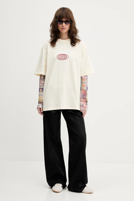 Хлопковая футболка Guess Originals M5YI55.K8FQ4 бежевый AW25