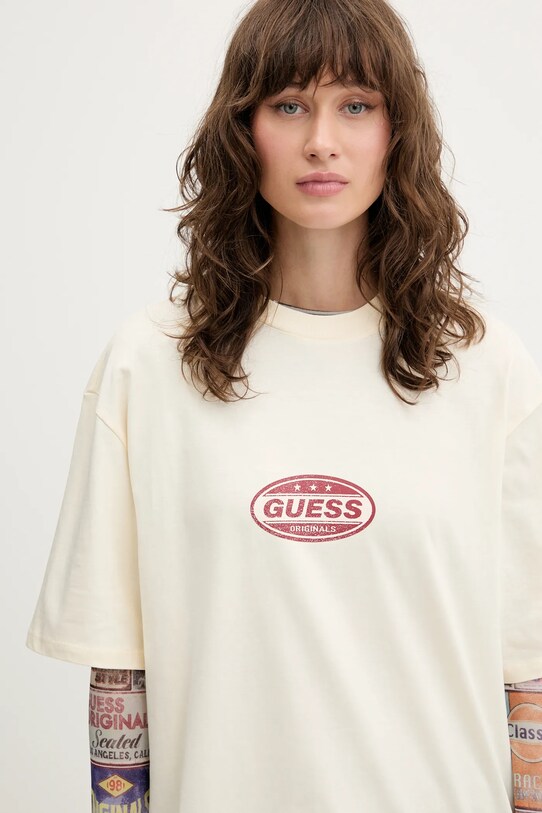 Хлопковая футболка Guess Originals M5YI55.K8FQ4 бежевый