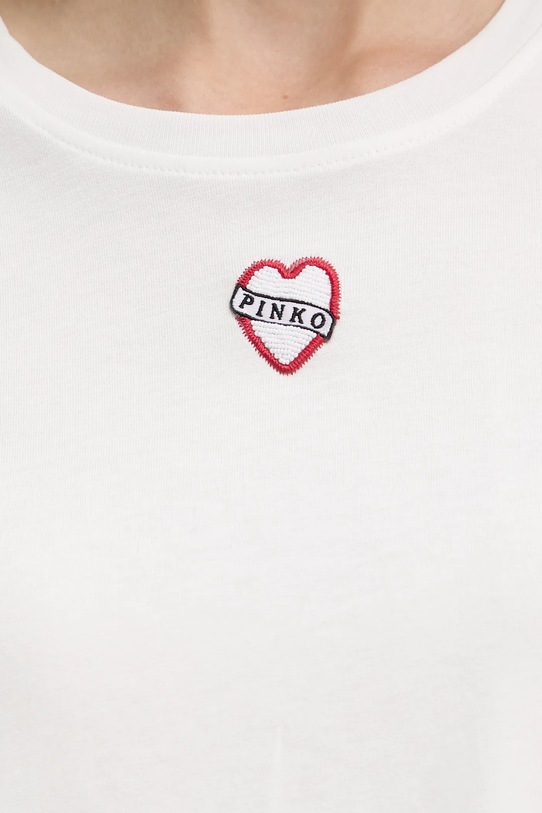 Βαμβακερό μπλουζάκι Pinko 105665.A2IB λευκό