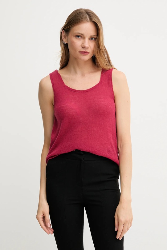 United Colors of Benetton top z wełną różowy 109PDH01F