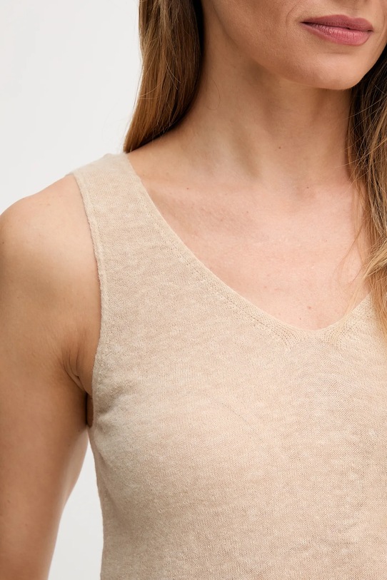 United Colors of Benetton top z wełną 109PDH01F beżowy