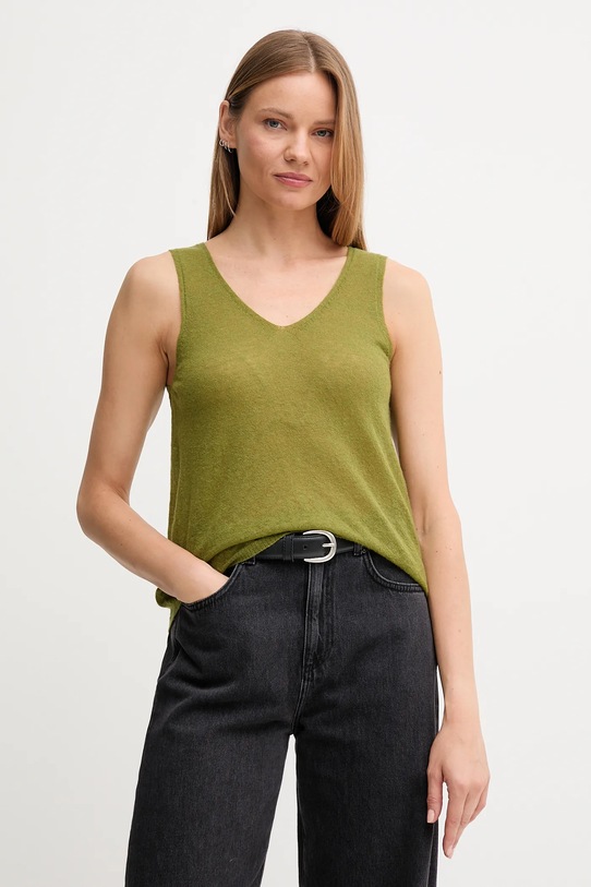 United Colors of Benetton top z wełną regular zielony 109PDH01F