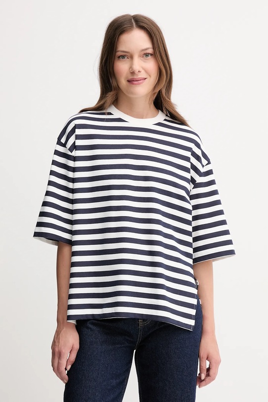 United Colors of Benetton t-shirt in cotone a strisce blu navy 34N1D10AO