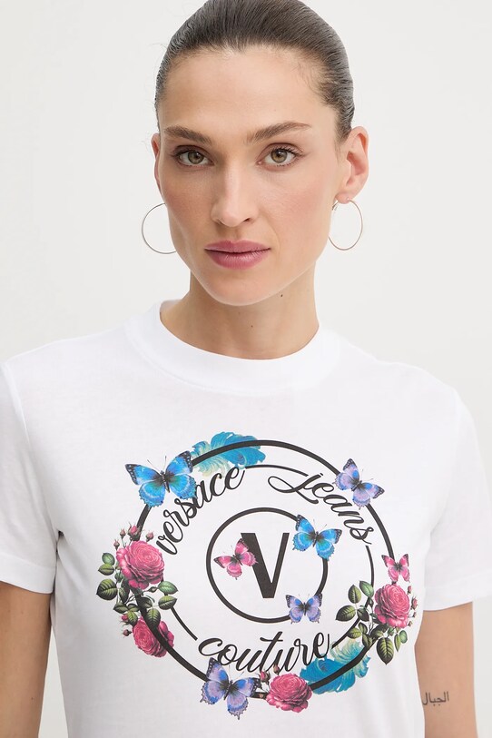 Versace Jeans Couture t-shirt bawełniany biały 79HAHP01.CJ01P