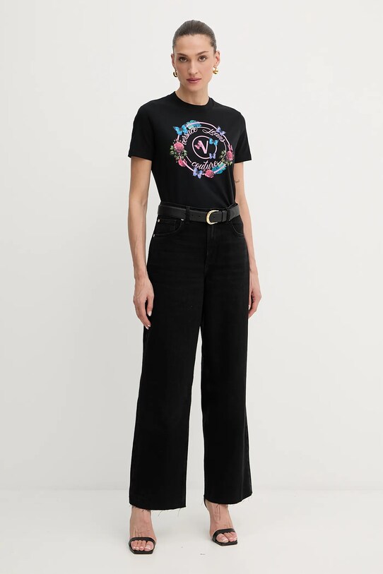 Versace Jeans Couture t-shirt bawełniany 79HAHP01.CJ01P czarny AW25