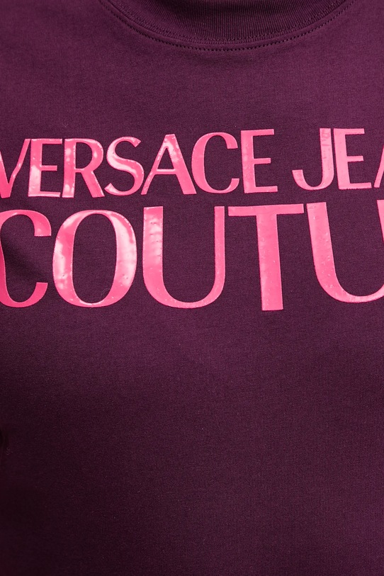 Bavlnené tričko Versace Jeans Couture 79HAHE05.CJ00E fialová