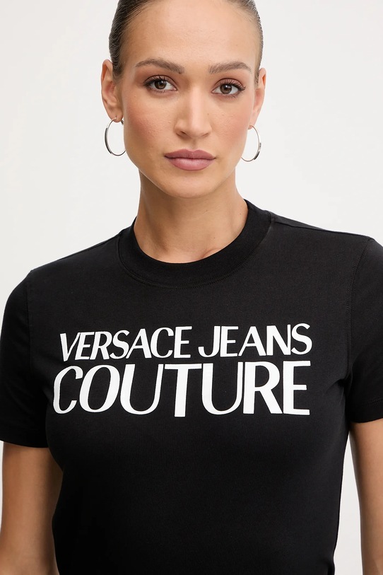 Bavlněné tričko Versace Jeans Couture černá 79HAHE05.CJ00E