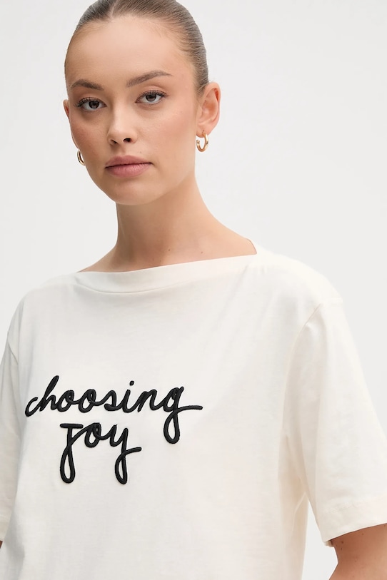 Хлопковая футболка United Colors of Benetton бежевый 35P5D10AV