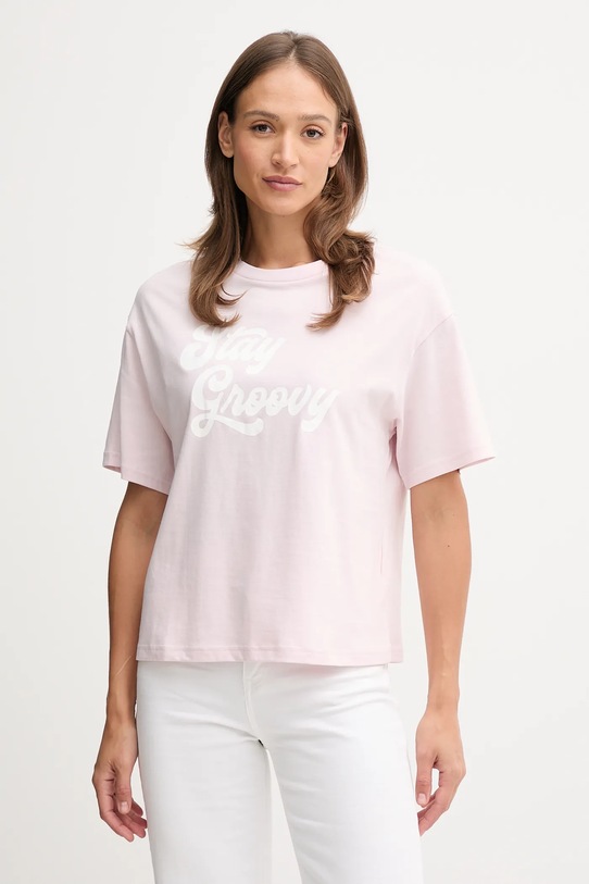 United Colors of Benetton t-shirt bawełniany nadruk różowy 3MI5D10AY