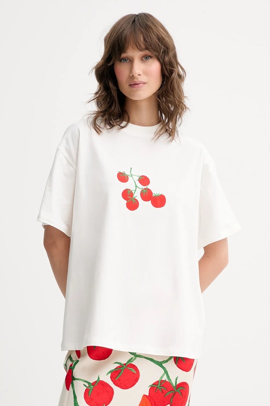 Never Fully Dressed t-shirt Tomato z elastanem biały NFDTO1777