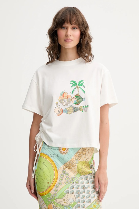 Never Fully Dressed t-shirt Isla z elastanem biały NFDTO1825