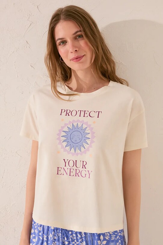 women'secret t-shirt bawełniany 3279711 beżowy AW25