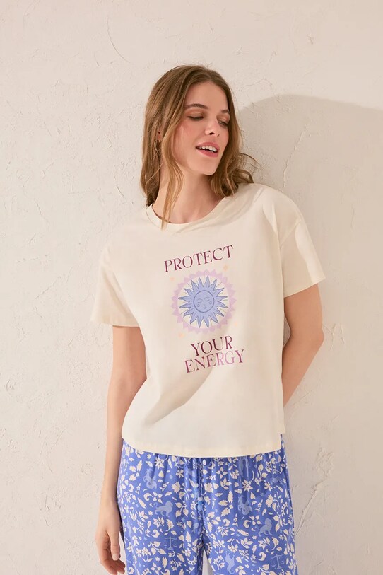women'secret t-shirt bawełniany beżowy 3279711