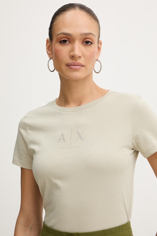 Памучна тениска Armani Exchange бежов XW001459.AF10356