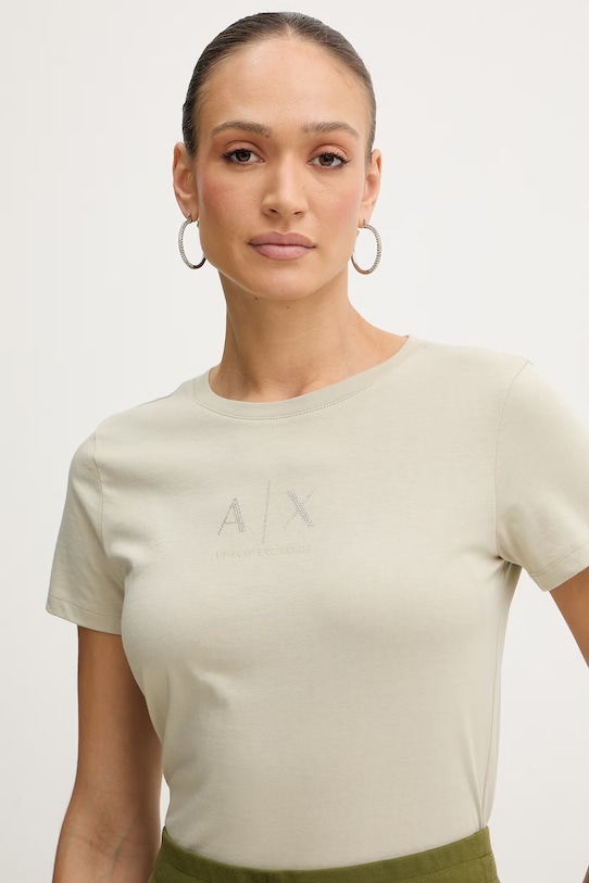 Памучна тениска Armani Exchange бежов XW001459.AF10356