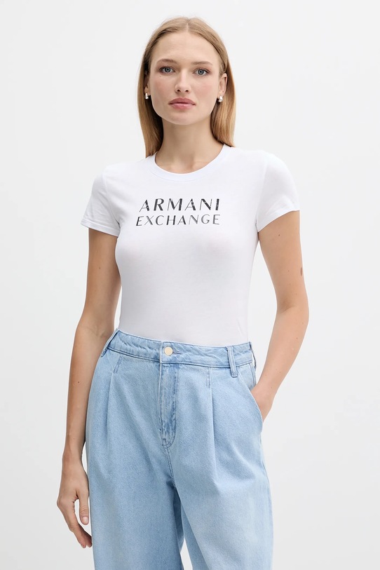 Armani Exchange t-shirt bawełniany nadruk biały XW001357.AF10356