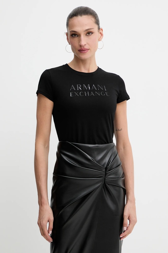 Хлопковая футболка Armani Exchange узор чёрный XW001357.AF10356