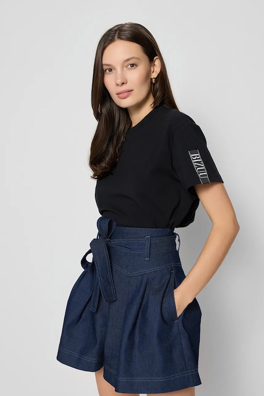 Bizuu tricou din bumbac TISHAM uni negru TISHAM.CZARNY.SS25