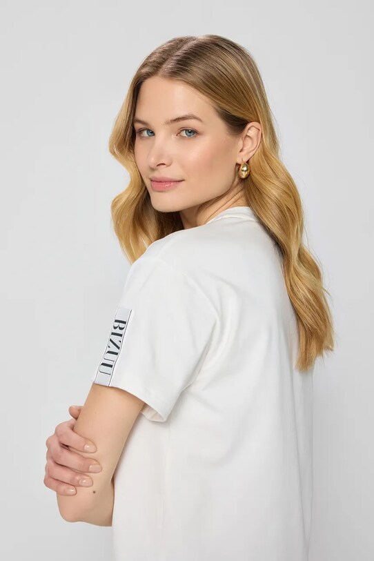 Odzież Bizuu t-shirt bawełniany TISHAM TISHAM.KREMOWY.SS25 beżowy