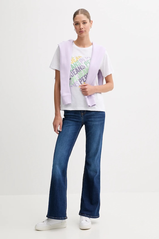 Памучна тениска Pepe Jeans PL506108 бял AW25